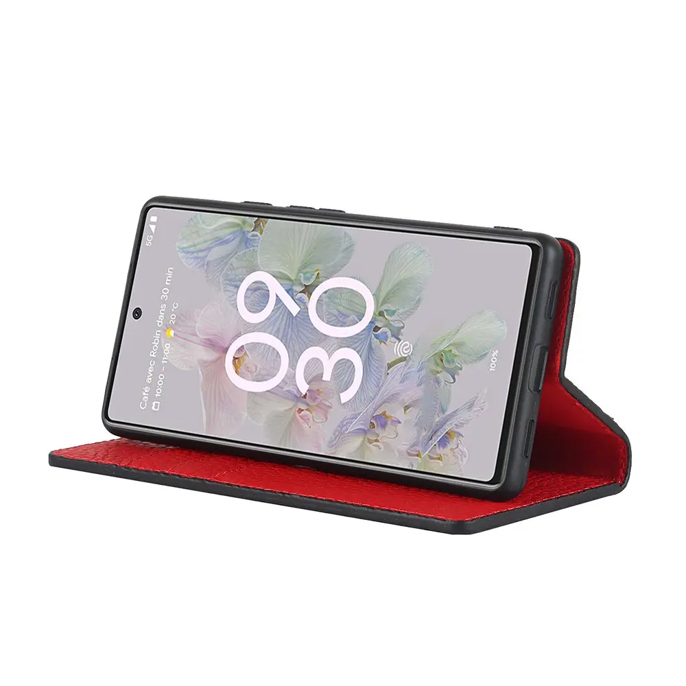 Genuine Leather Flip Cover for Google Pixel 6 8 Pro 7A 6A 6pro 8pro Magnetic Strap Wallet Case Full Protect Shockproof Fundas