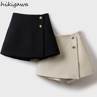 Tweed Shorts Skirts Women Clothing High Waist Thicked Vintage Wide Leg Pants Pantalones Cortos De Mujer 2025 New Bottoms 7n011