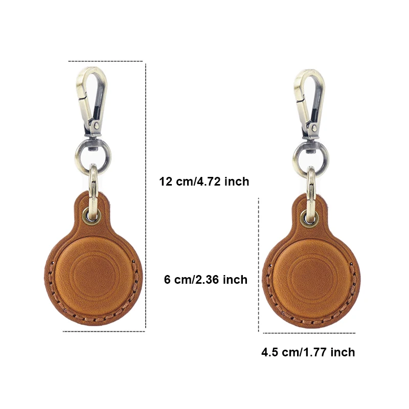 Genuine Leather Airtag Case Protective Cover for Apple Airtag Tracker Anti-lost AirTag Keychain Leather Sleeve
