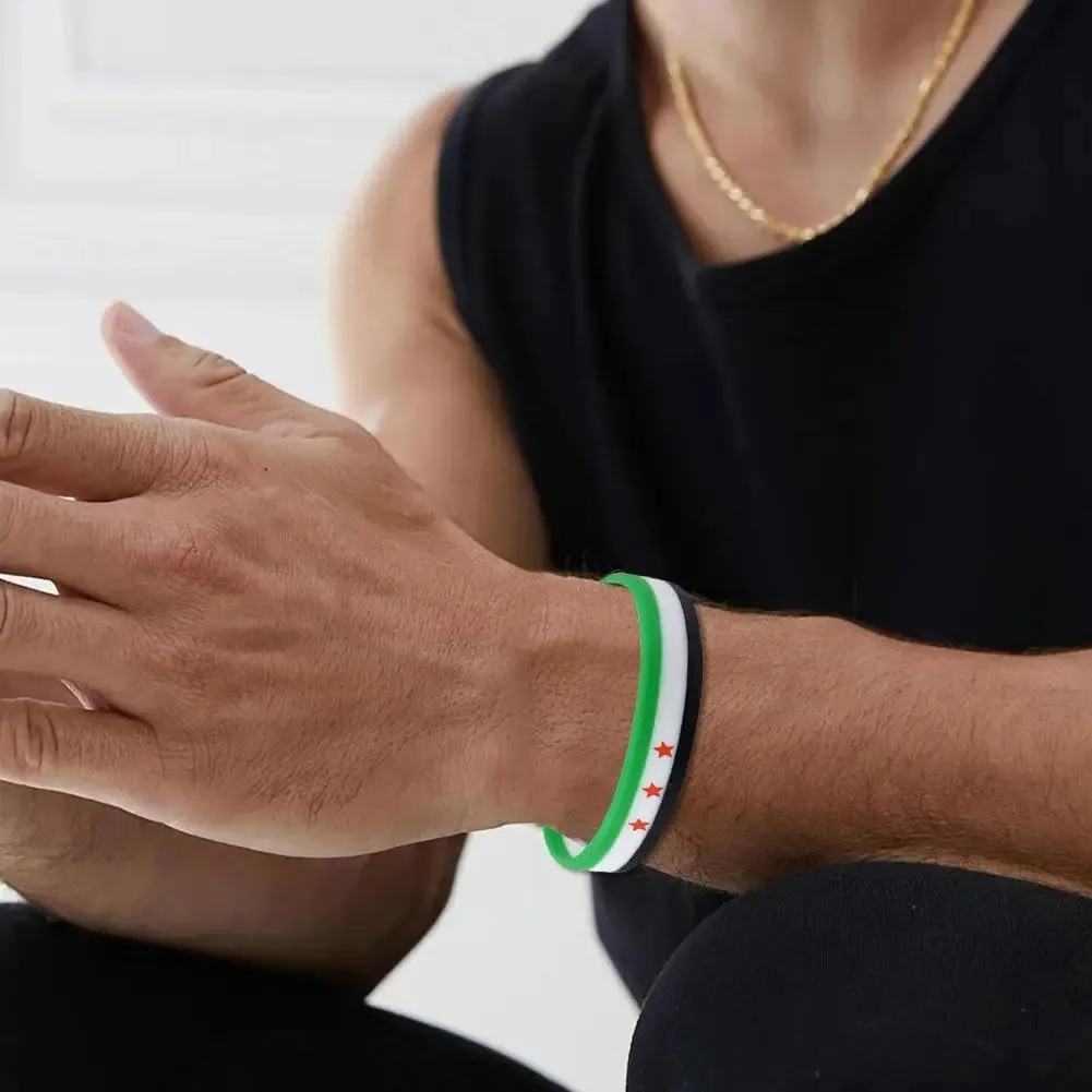 1 قطعة علم سوريا أساور مطاطية من السيليكون سوار مع...