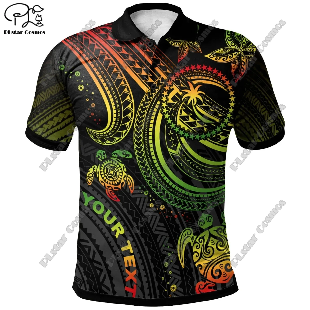 

PLstar Cosmos 3D Print Chuuk Polynesian Sea Turtle Hibiscus Polo Summer Street Casual Unisex