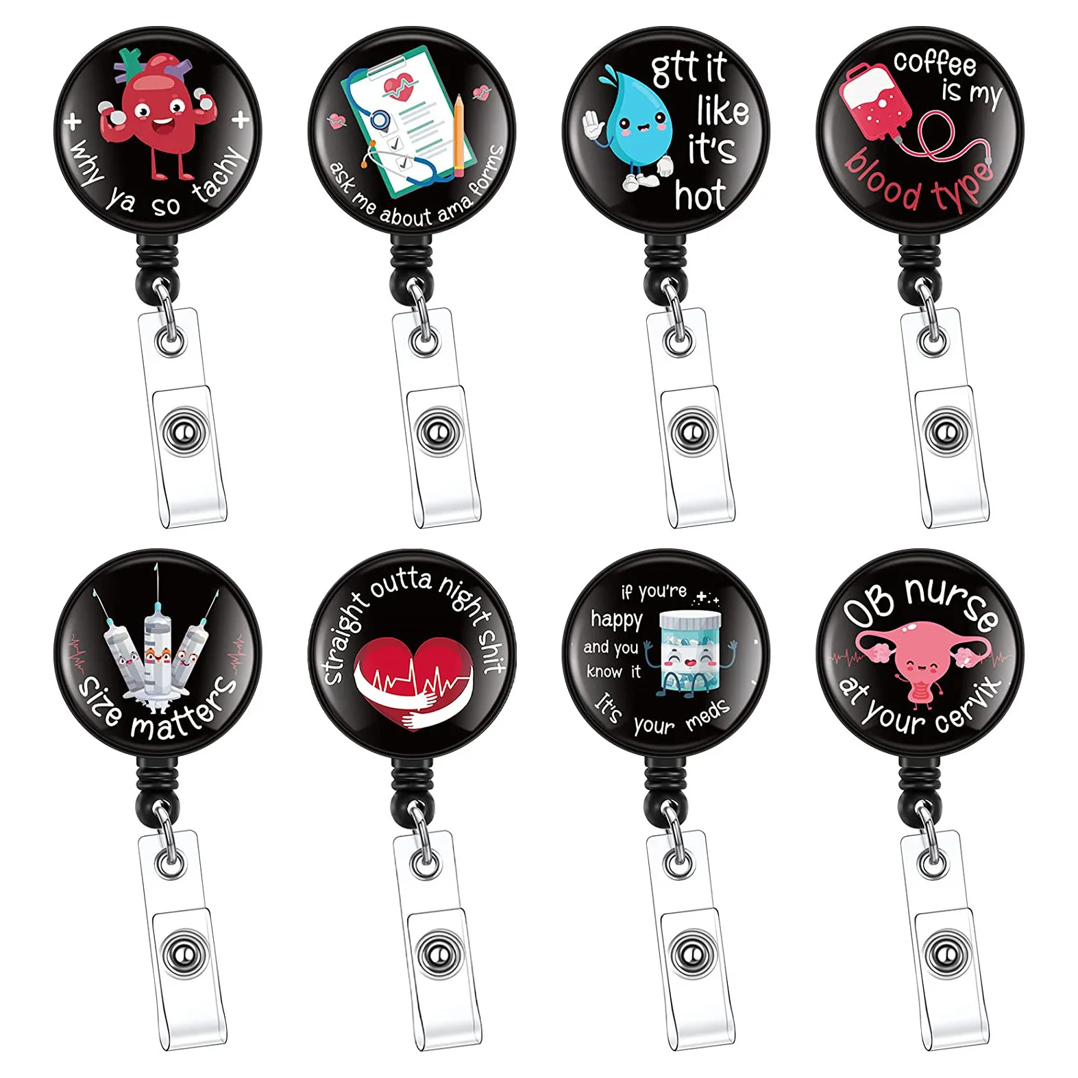 

High Quality Retractable Hospital Nurse Badge Reel Clip Cartoon Medicine Doctor Students IC ID Card Badge Holder