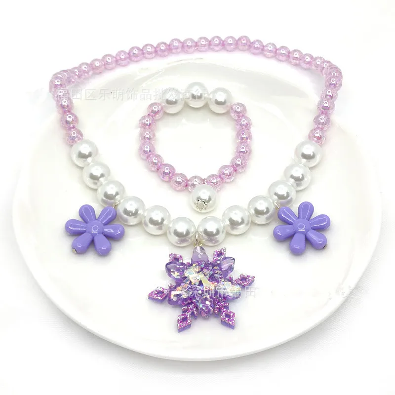 Baby Girls Beads Pearl Shell Mermaid Pendant Necklace Bracelet for Child Kids Lovely Flower Necklace Charm Jewelry For Gift 6