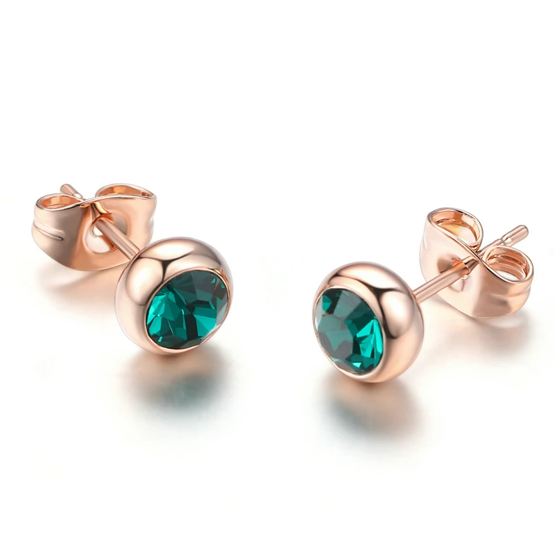 Stud Earrings Classic Modern Cubic Zirconia Stud Earrings for Women Simple Rose Gold Color Women's Earing Accessories Fashion Jewelry