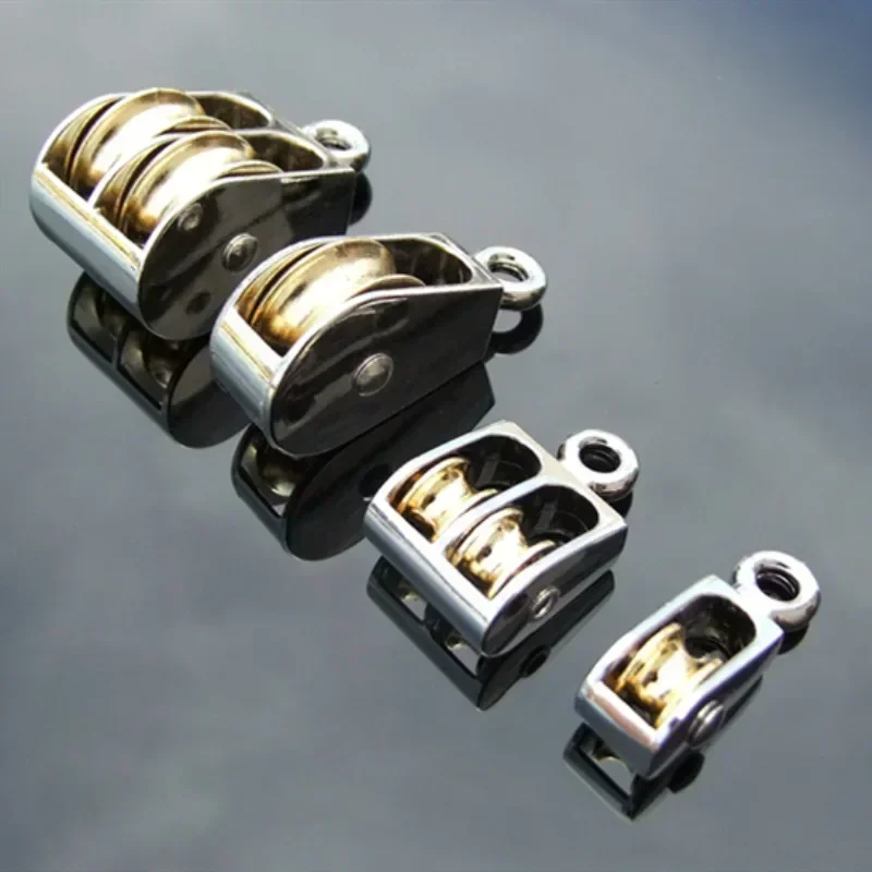 Metal Sheave Zinc Alloy Fixed Pulley Crown Block And Tackle Lifting Wheel 36/52/75mm Mini Single/Double Pulley For DIY swivel pulley rope pulley hoist
