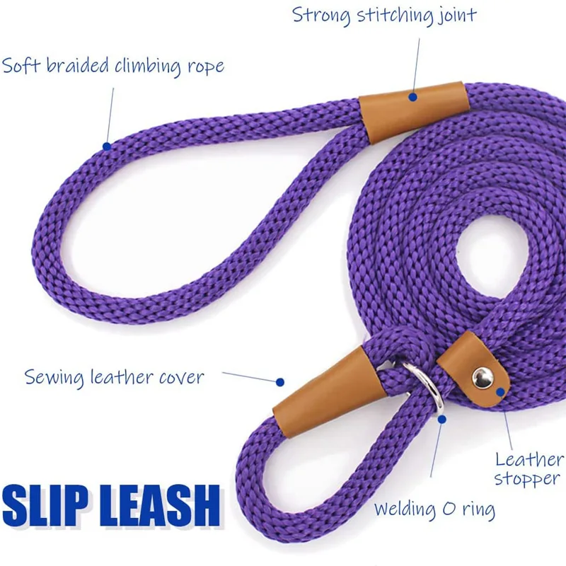 Dog Leash Training Slip Lead Dog Leash-6 FT Strong Rope Leash for No Pulling Pet Training-Ideal for Small Medium and Large