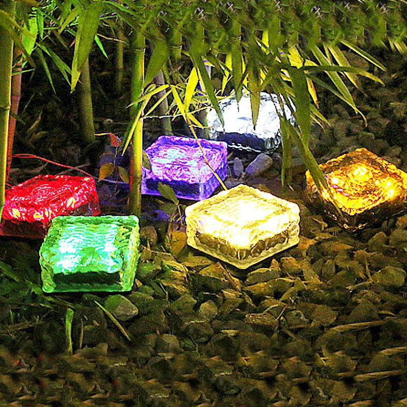 Solar Led Ice Brick Lamp Imitation Glass Outdoor Courtyard Tile Garden Landscape Decoration Buried