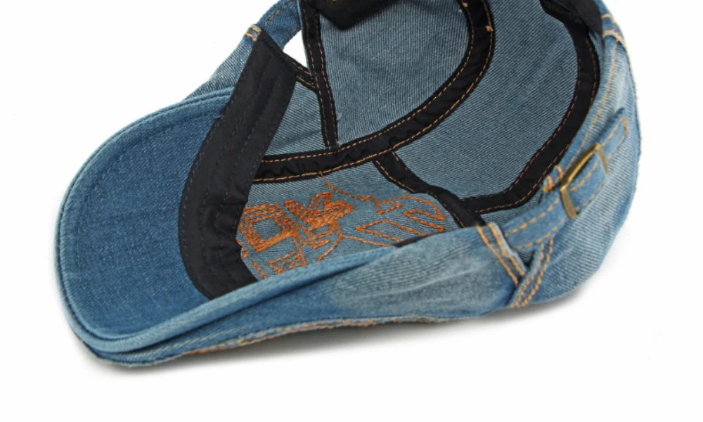 HT4931 Herren Baskenmütze Frauen Vintage Buchstaben Stickerei Künstler Maler Denim Baskenmütze Hut Einstellbare Ivy Flache Kappe Männlich Weiblich Baskenmütze Kappe – Detail 12