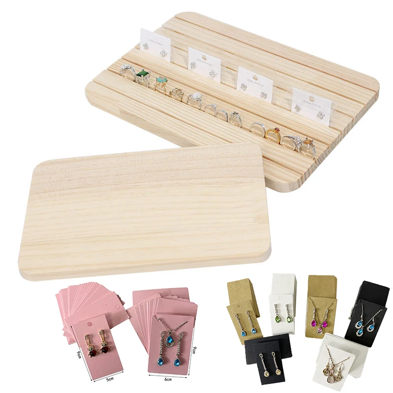 High Capacity Wood Ring Earring Display Borads Rack Small Necklace Ear Nail Bracelet Brooch Storage Card