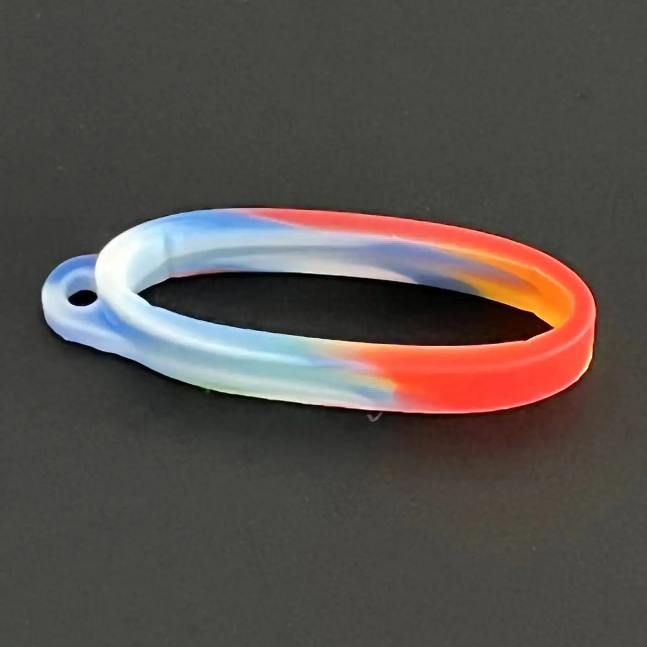 Silicone Ring Lanyard Band with Hanging Loop and Keychain Rubber Decoration