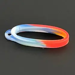 Silicone Ring Lanyard Band with Hanging Loop and Keychain Rubber Decoration (Rainbow)