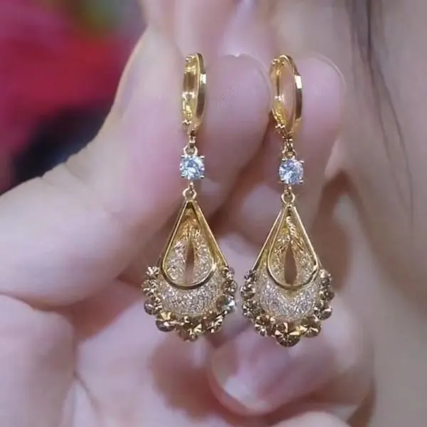 Trendy Water Drop Dangle Earrings Women Zinc Alloy Wedding Party Jewelry Gift