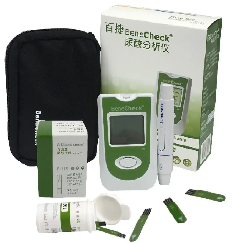 Bene Check Uric Acid Automatic Meter Test Strips Lancets Needles Gout Uric Acid Detection Medical Uric Acid Testing Equipment