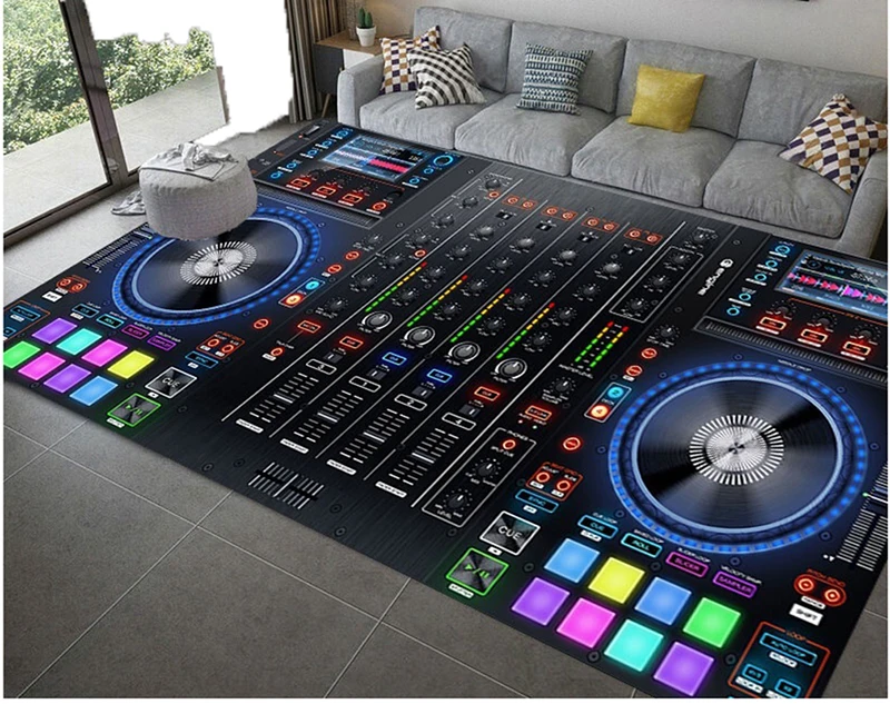 DJ 3D-Music-Pattern Living Room Area Rug