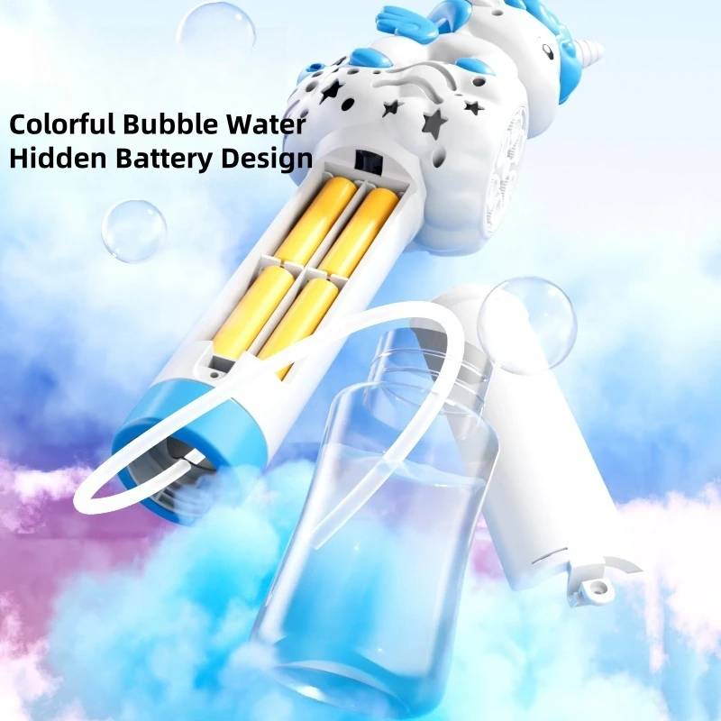 Childrens Unicorn Bubble Blower Machine With Light Automatic Toy_voghion.com