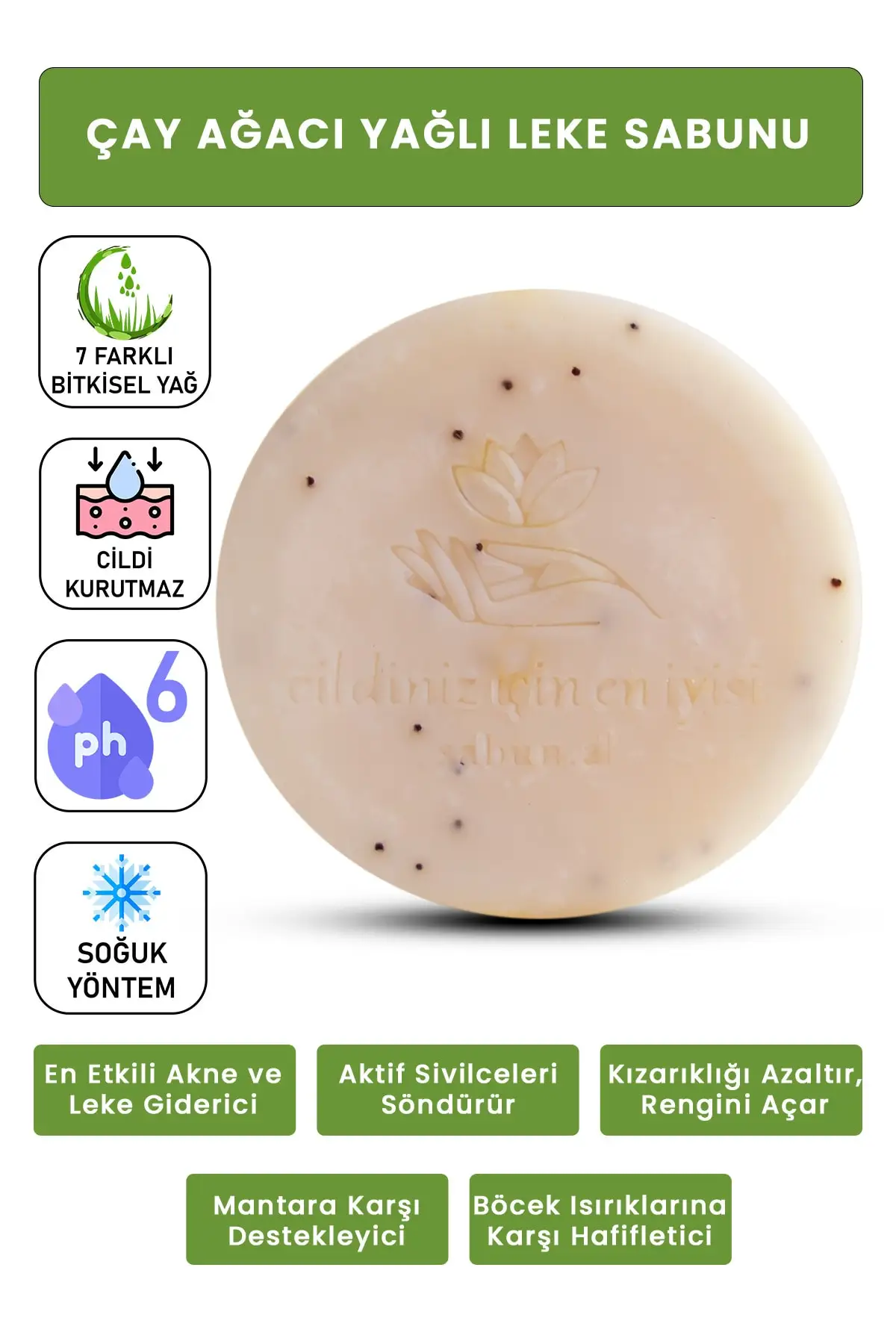 

Tea Tree Oily Stain Soap For Acne And Active Spice Skin Purifying Natural Exfoliating Effect Solid Soap Bath And