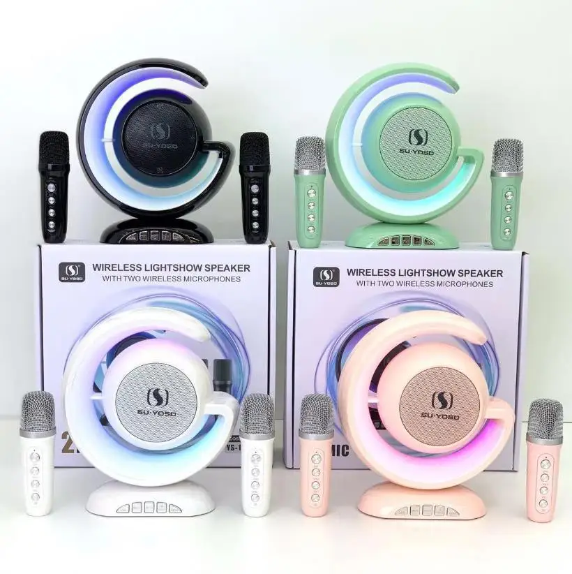 

YS110 Hot Selling Karaoke Audio Wireless Bluetooth Speaker Dual Microphone Mini Music Box TF/u Disk/sound Changing Function