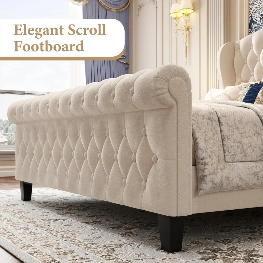 Velvet Sleigh Queen Bed 6