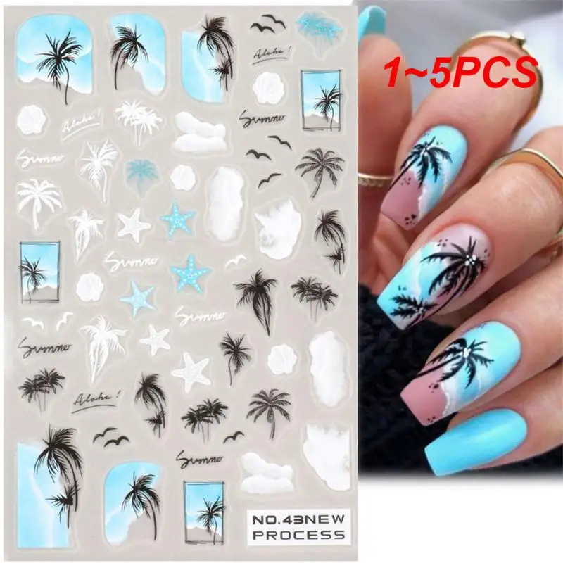 1-5 шт., наклейки для ногтей с морскими животными, Медузой