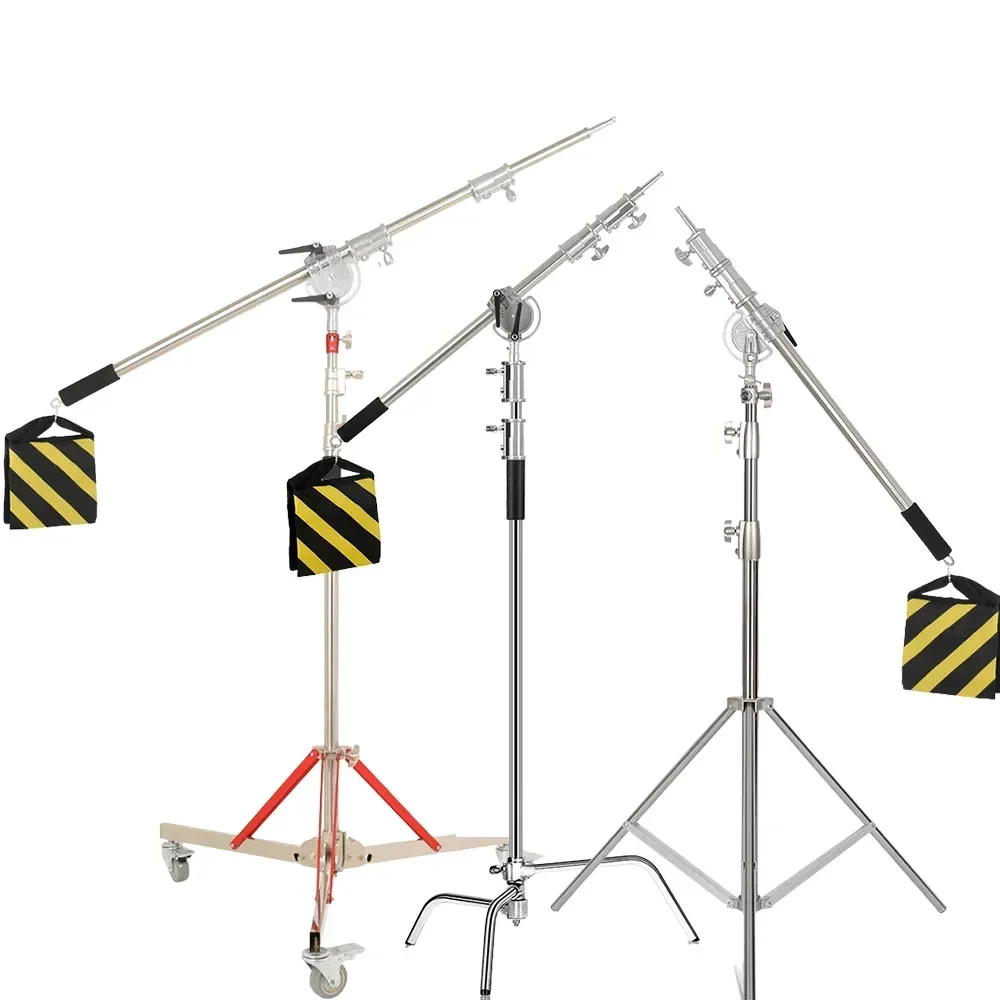 Stainless Steel C-Stand Stand Kit Light Stand with Weight Bag Photo Studio Accessories 2.49m Length Extension Rod Cross Arm