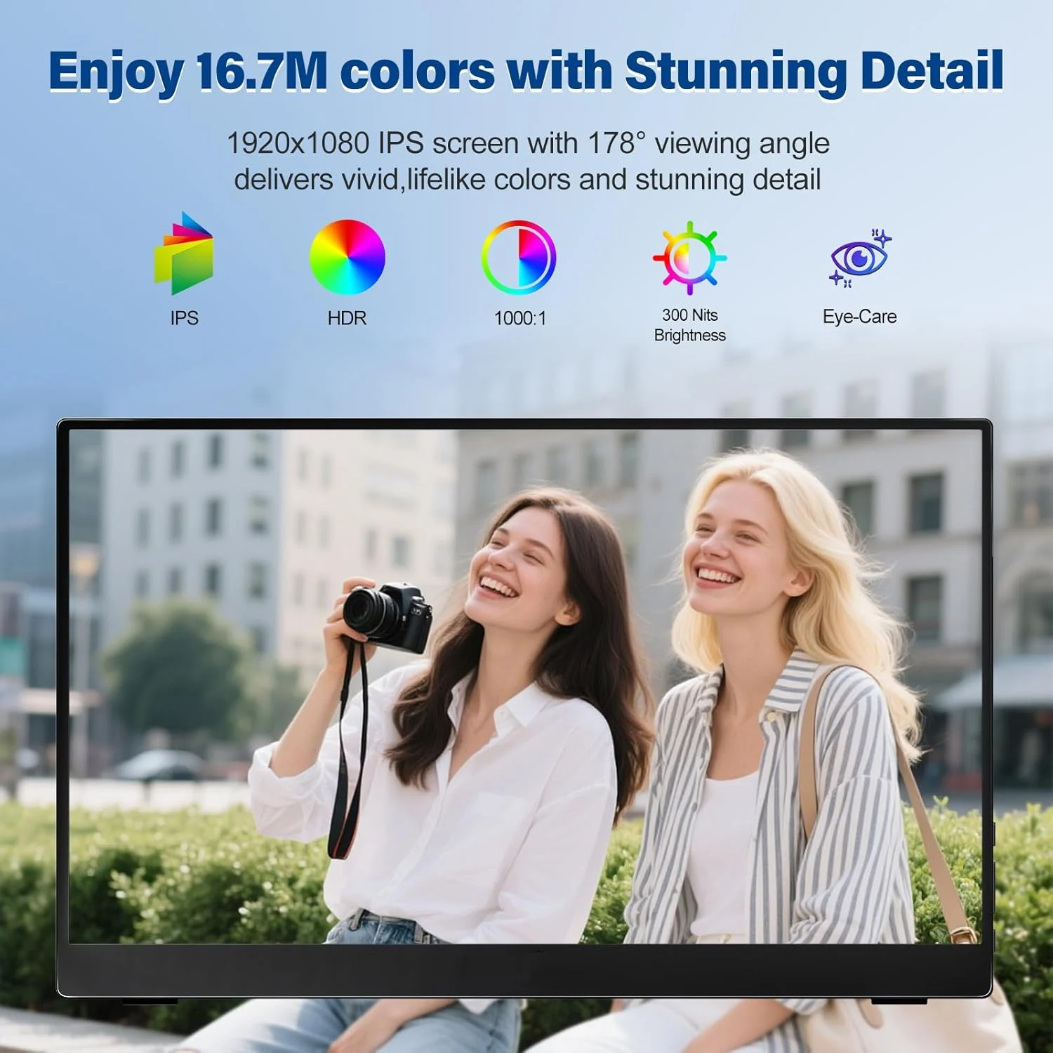 15.6인치 휴대용 모니터 (노트북용) 60Hz 1080P 72 NTSC 100%sRGB USB C 미니HDMI 여행용 외장 보조 컴퓨터 화면 (HDR 지원)