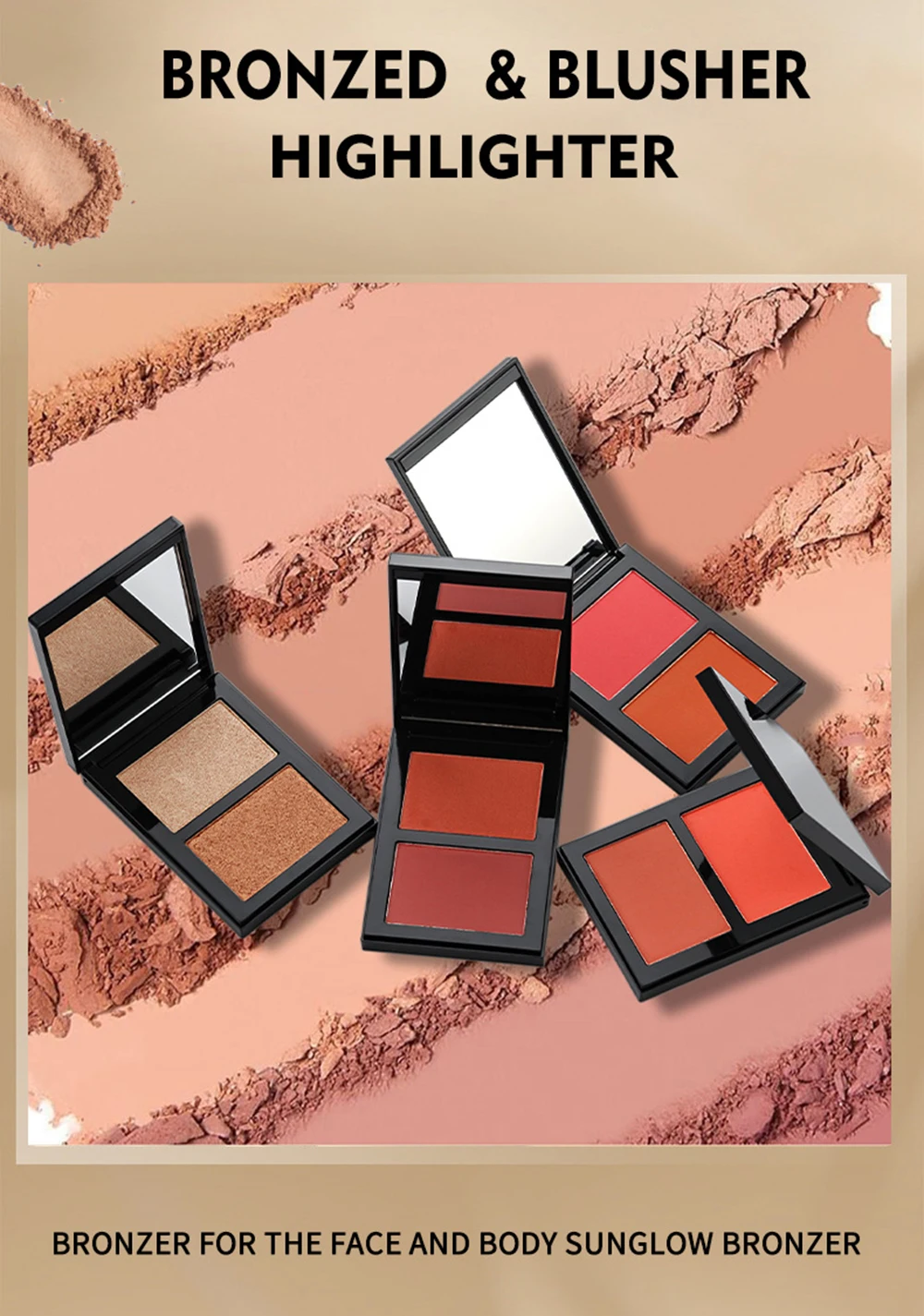 Contouring Powder Palette 14 Colour Custom Blush And Highlighter_voghion.com
