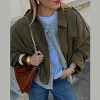 Vintage Women Green Oversize Bomber Jackets 2025 Fashion Ladies Elegant Loose Soft Outfits Jacket for Party Female Chic Clothes - Image 4
