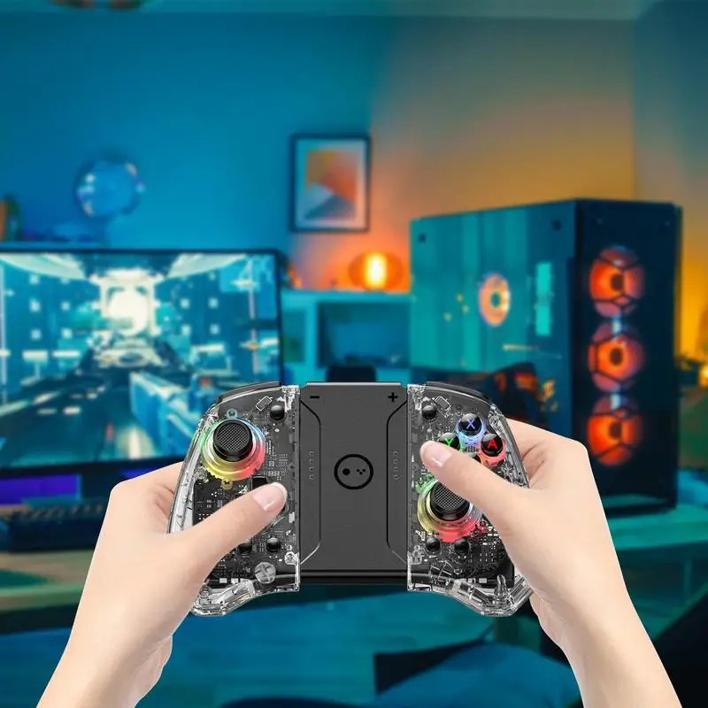 

Беспроводной игровой контроллер, регулируемый светящийся геймпад RGB для NS Switch Turbo, с гироскопом, на батарейках, игровой контроллер, аксессуар