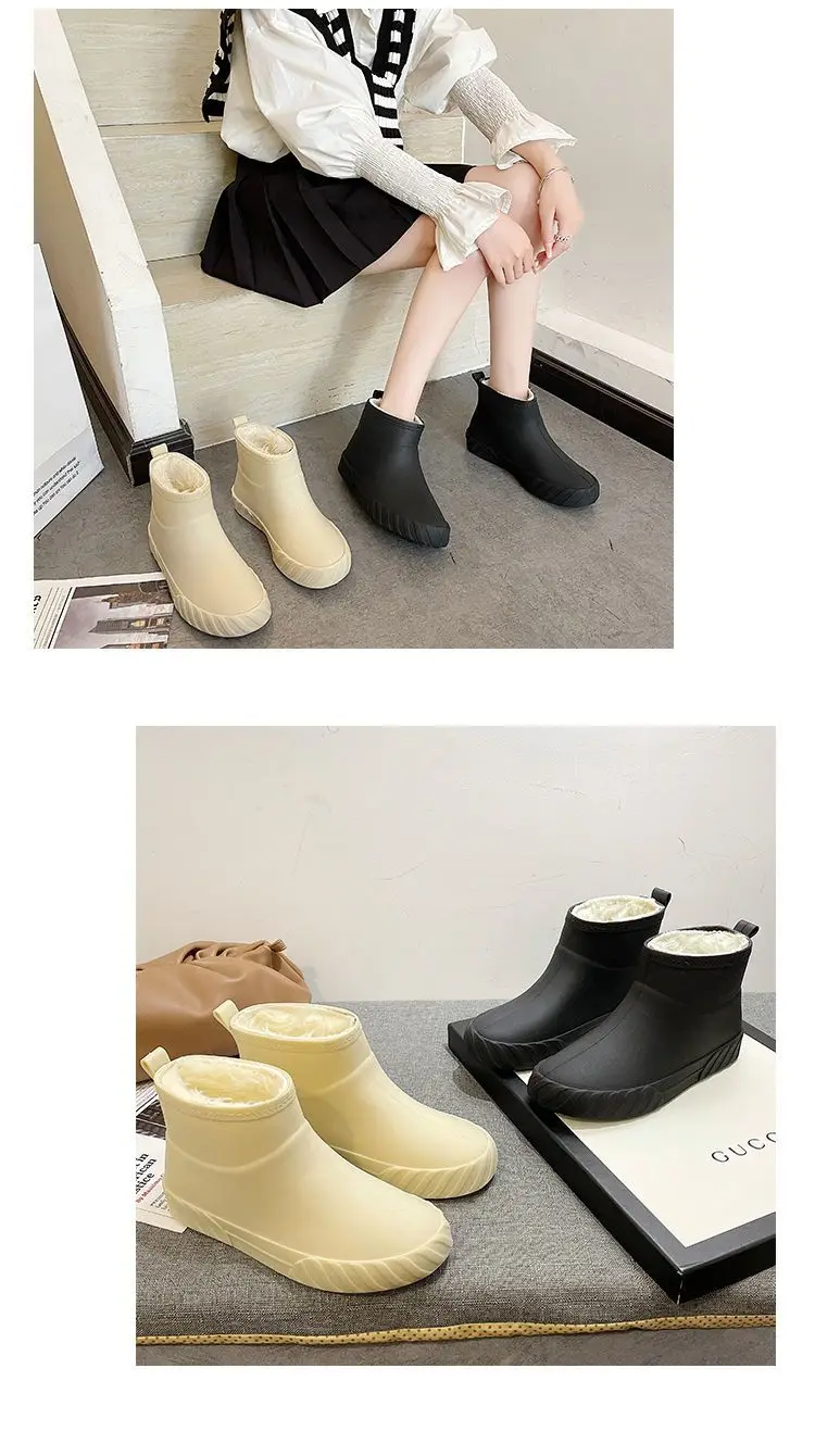 Damen-Knöchel-Regenstiefel, rutschfeste, kurze Gummistiefel, wasserdichte Wasserschuhe für Erwachsene, verschleißfeste Schuhe – Detail 19