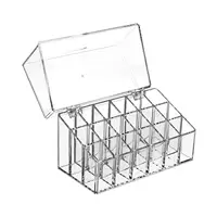 Lipstick Holder 18 Space Clear for Lipstick Storage Display Case Cosmetic Box Lip Gloss with Flip over Lid Make up Organizer 1