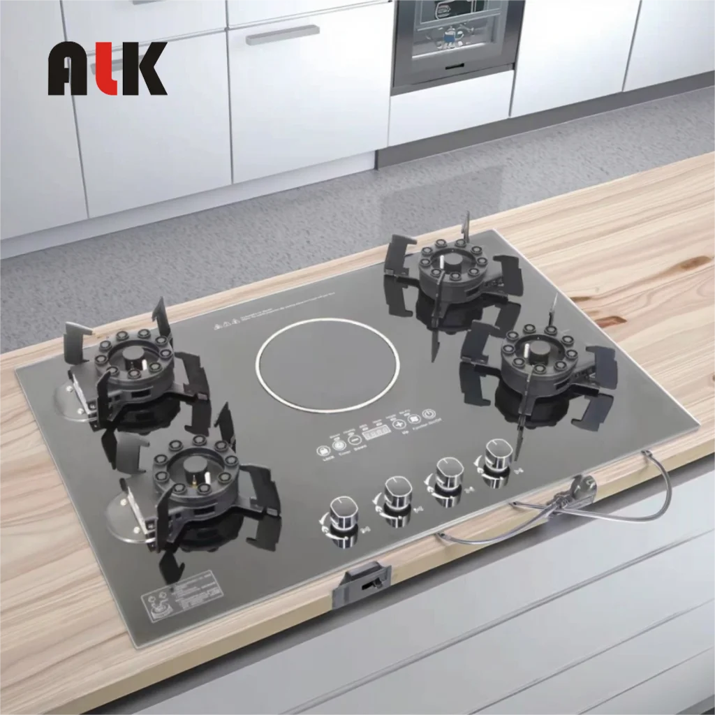 ALK Wholesale Four-gas and One-electricity Tempered Glass Gas Stove for Kitchen Household 1