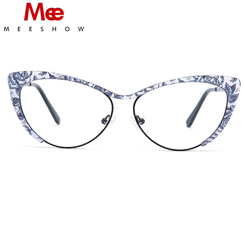 meeshow-女性用の猫の目のメガネカラフルな金属フレームカスタマイズされた矯正メガネ近視のファッション新しいデザイン