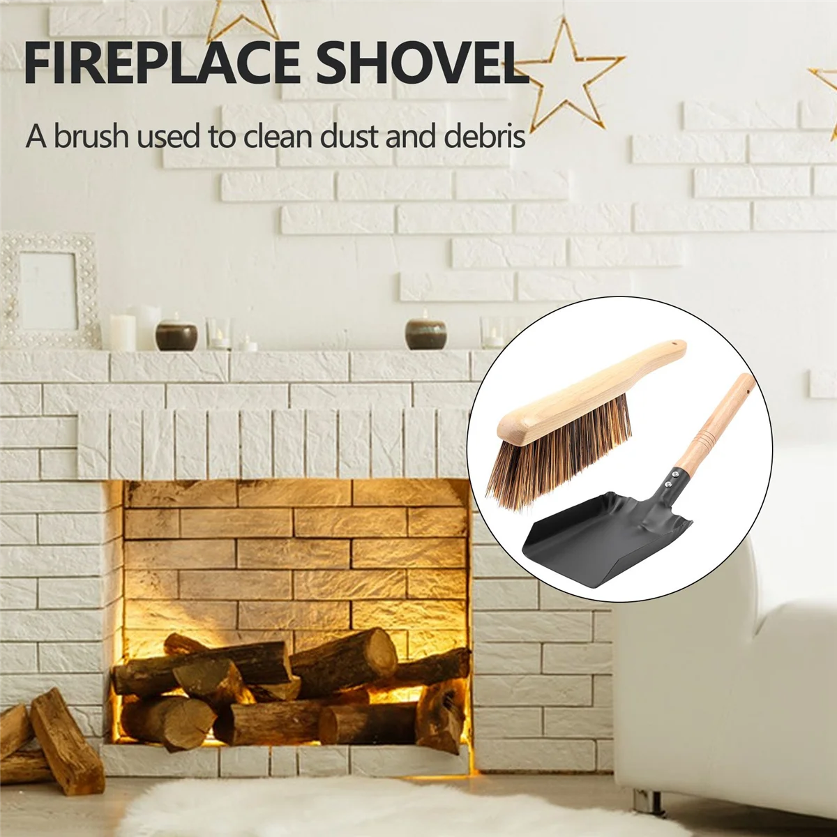 Coal Shovel and Hearth Brush Set, Fireplace Shovel and Brush, Hearth Tidy Set, Fireplace Tool Set, Fire Pit Tools 5