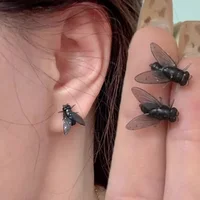 2pcs Funny Realistic Tiny Black Fly Stud Earrings for Men and Women Spoof Personalized Insect Earrings Fashion Jewelry Gifts - Image 3