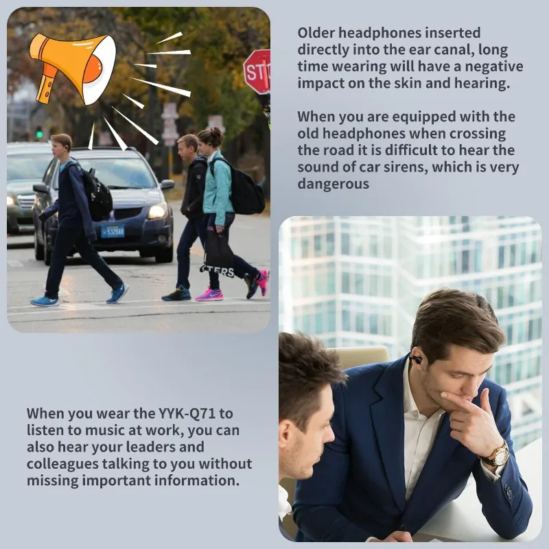 Wireless Open Ear Sport Headphones,Clip On Wireless BT Earbuds for Android iPhone,Air Conduction Headphones for Cycling,Running