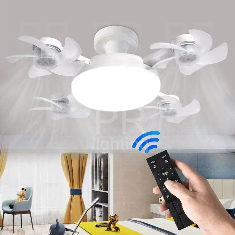 E27 LED Ceiling Fan Light with Remote Control Dimmer Function 50-60W Ceiling Light Drone Shaped Fan for Living Room Study ceiling fan led ceiling fan lights led fan light led ceiling lights