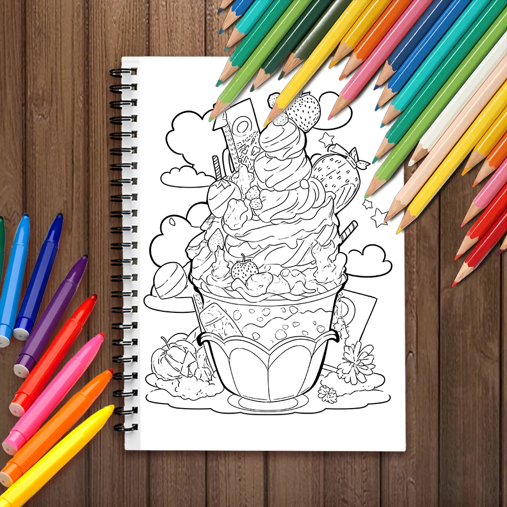 Premium Spiral Coloring Book - 30 Sheets, 11.2 x 8.3 inches, 100g Thick Paper, Ideal for Relaxation & Creativity