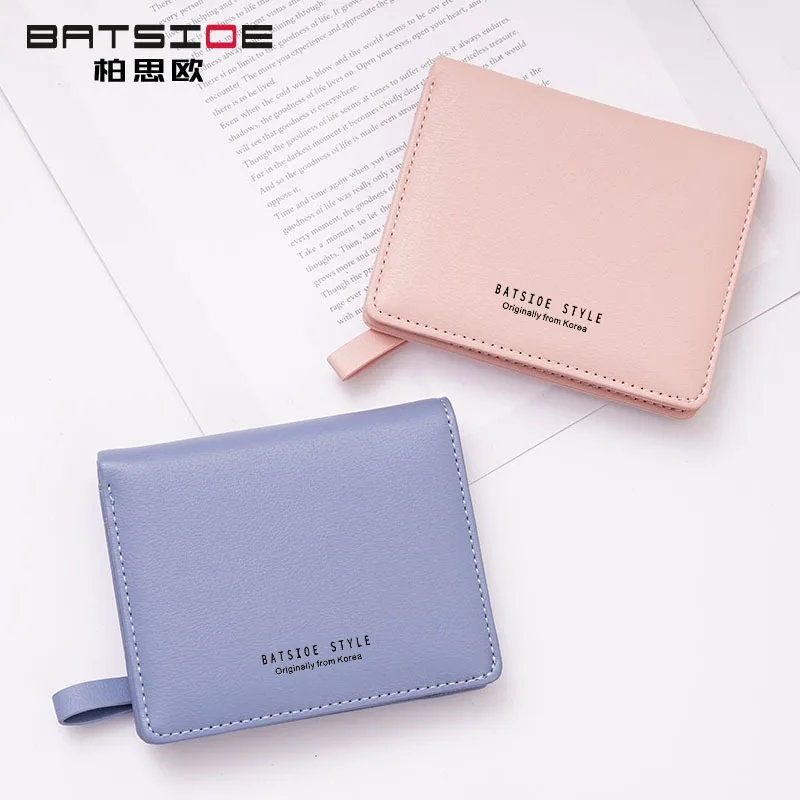 

Bosio Short Women's Wallet Korean Version Small Fresh Two-fold Student Bag Simple Multi-card Buckle Coin Purse