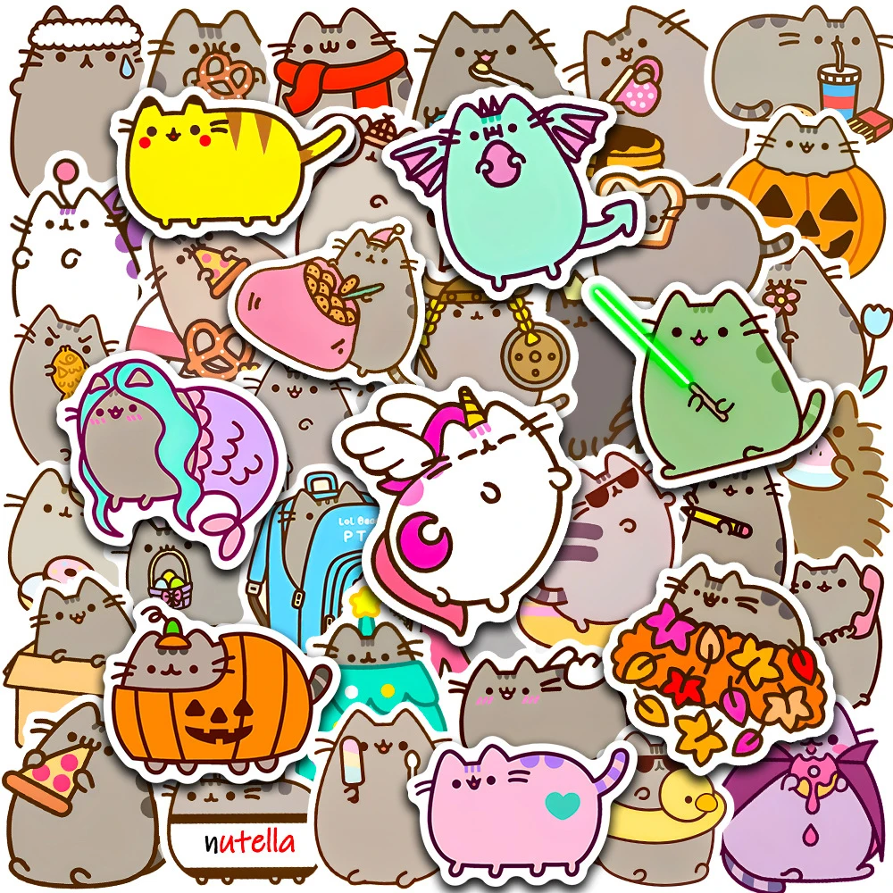 50Pcs Cute Cat Stickers Bulk Kawaii For Kids Water Bottle Cars