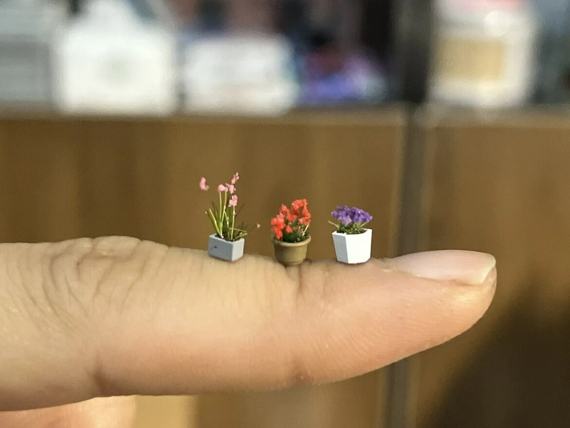 1/64 녹색 식물 및 꽃 장식 모델, 실내 화분 장면 모델, 디오라마
