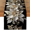 1 Piece of Elegant White and Gold Floral Table Runner, Durable Polyester Fiber, Rectangular |   Perfect Suitable for Holiday Meals and Outdoor Parties 1