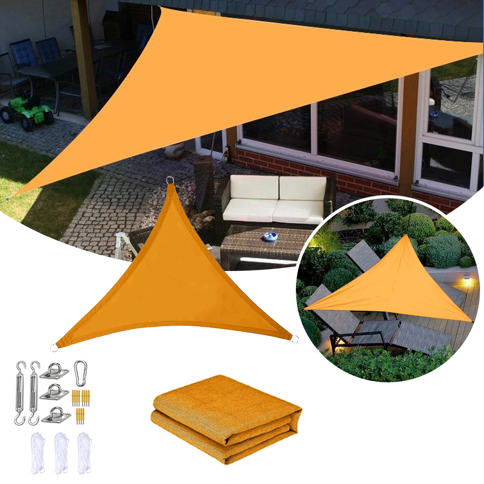 3M Triangolo Parasole In Tessuto Tende A Baldacchino Per Giardino All'Aperto Cortile Patio Pergola Copertura Parasole Vele Uv Block Canovas Covers