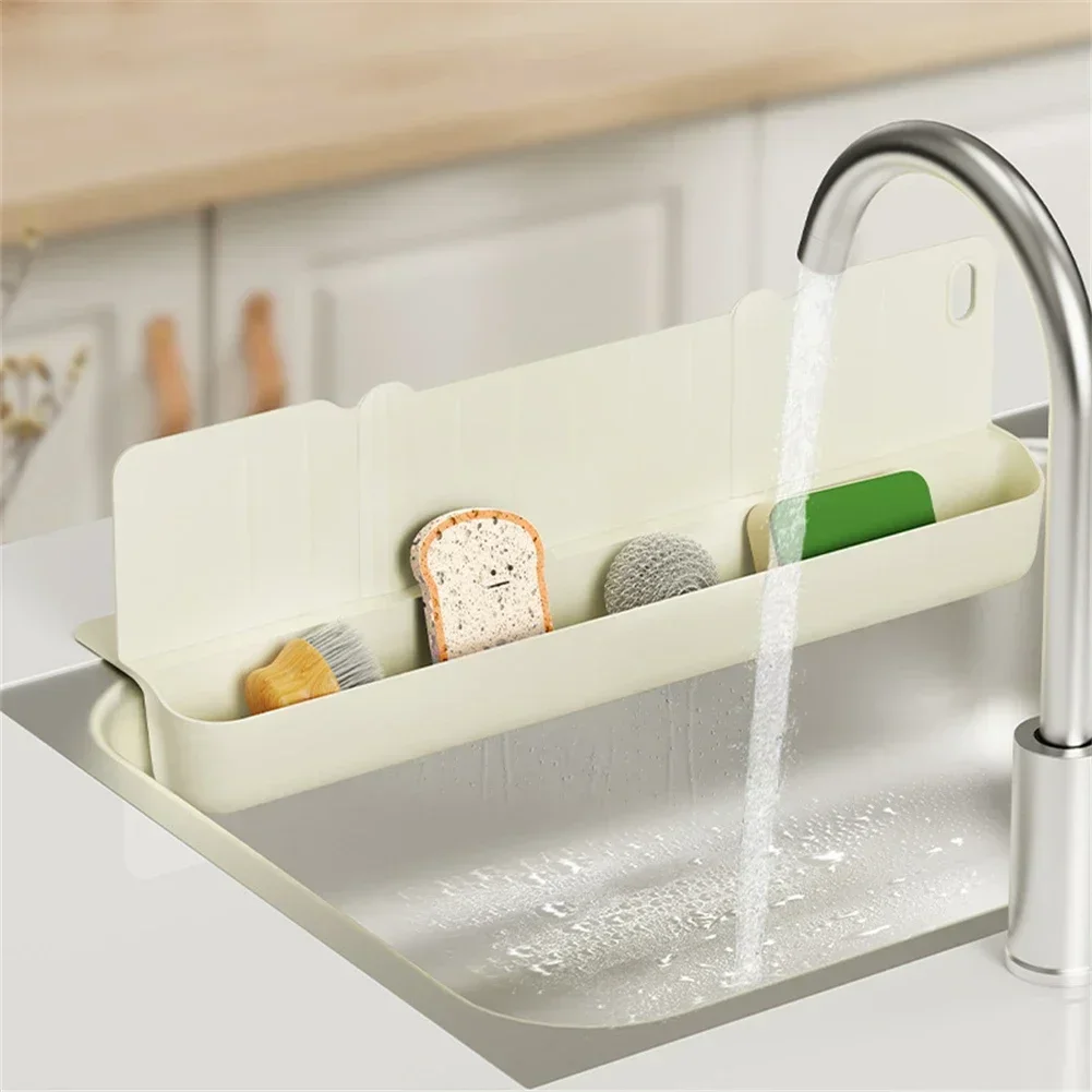 Silicone Sink Splash Guard With Suction Cup Sponge Holder Kitchen Sink Organizer Multifunctional Guard Kitchen Tools
