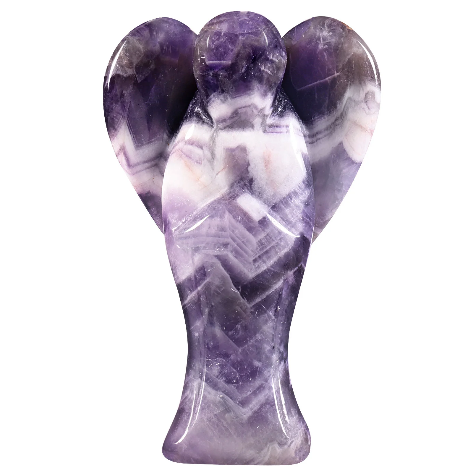 

3inch Natural Amethyst Rose Quartz Guardian Angel Figurines Hand Carved Crystal Stone Statues With Heart Wings For Room Decor