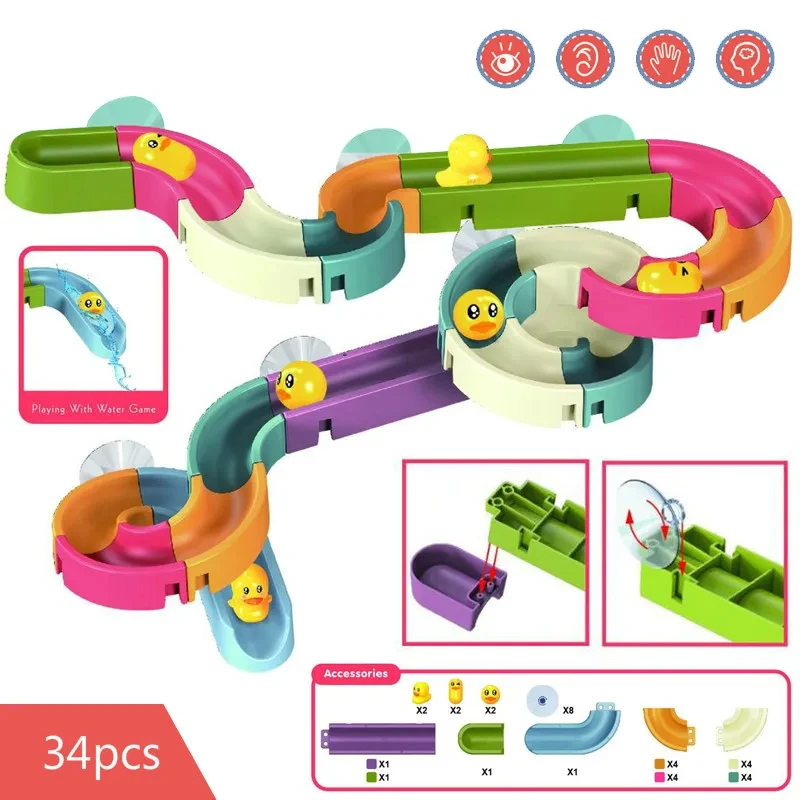 Baby Bath Toys DIY Paddle Water Track Slide Ball Bathroom Bathtub Shower Toy Children paddle Toy Early Puzzle Educational Toy 3