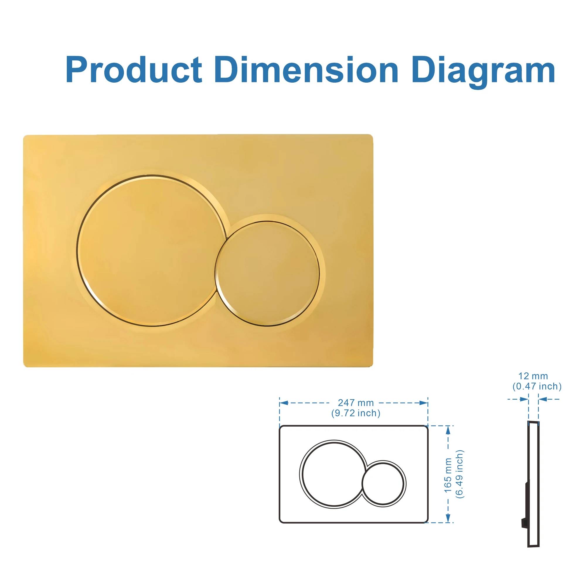 Push Button Switch Toilet Flush Button Toilet Water Tank Valve Actuator Push Plate Toilet Cistern Replacement Parts For Geberit Sigma 01 Plate 2-Flush Matt Golden