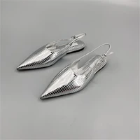 AL*A Silver Slingback Shoes In Real Leather High Quality Golden Mirror Flat Shoes 2025 New Luxury Design Shoes For Women 1