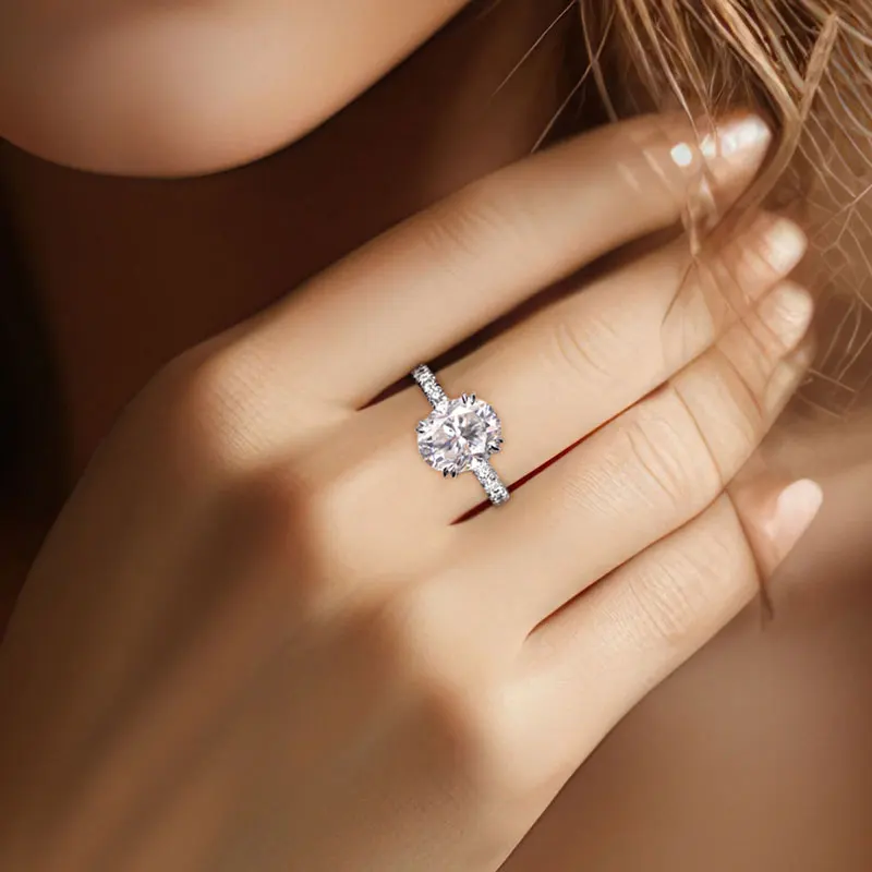 DEZO All Moissanite  5 ct Engagement Rings For Women Solid 925 Sterling Silver Oval Cut VVS1 D Color GRA Certificate 5