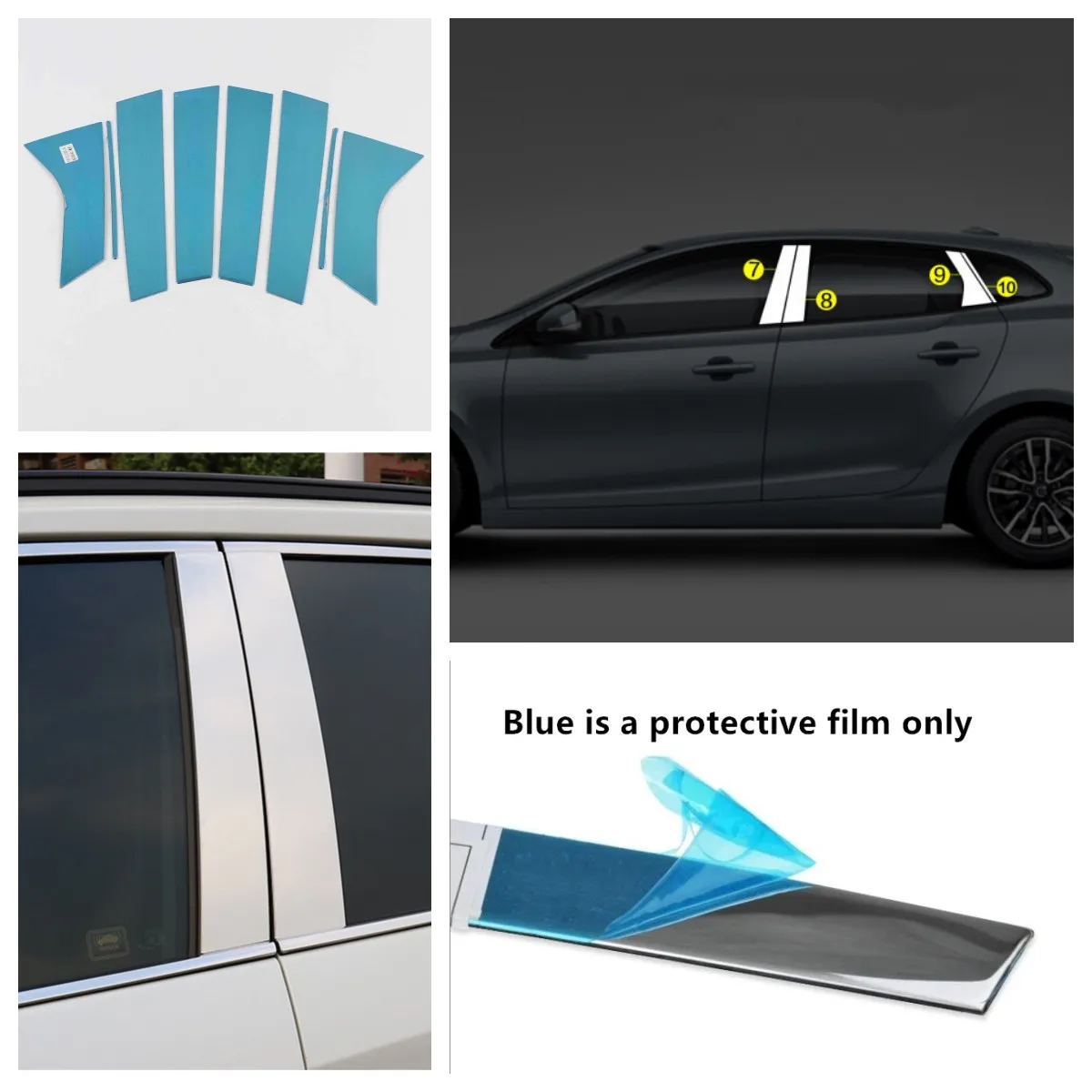 

For Volvo V40 2013 2014 2015 2016 - 2020 Window B C Pillar Post Column Trims Strip Cover Stainless Steel Car Styling Accessories