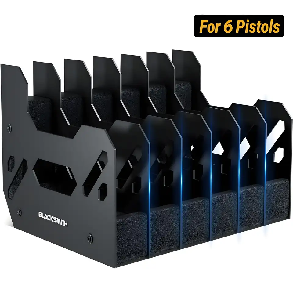 Sturdy Blacksmith Pistol Gun Rack Organizer for 6 Guns